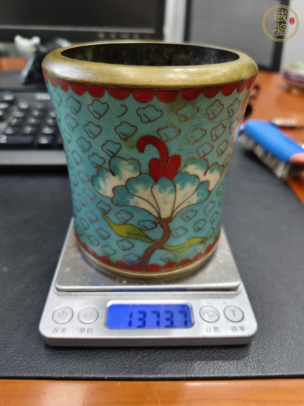 古玩銅器掐絲琺瑯筆筒真品鑒賞圖