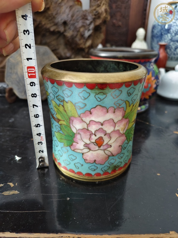 古玩銅器掐絲琺瑯筆筒真品鑒賞圖
