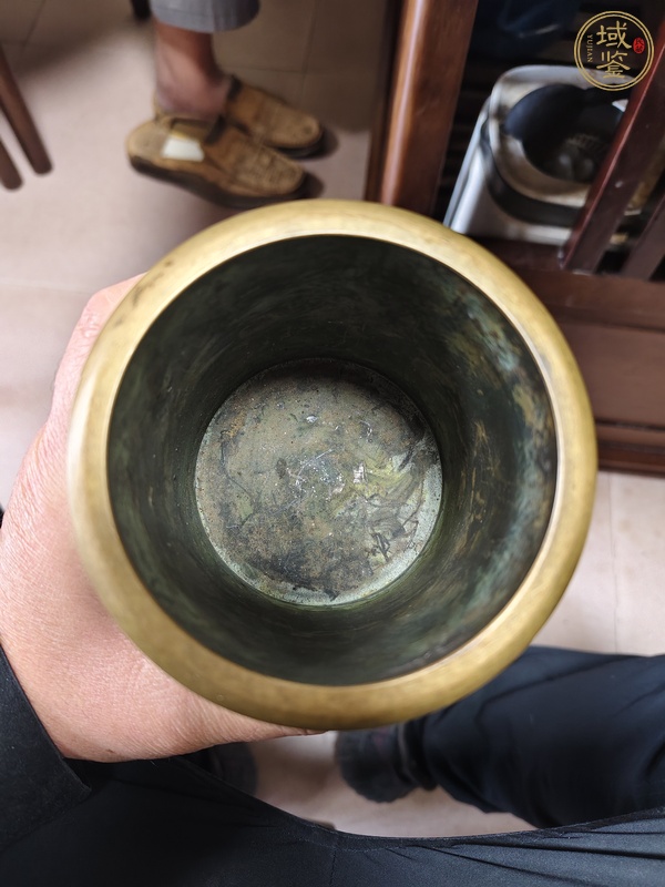 古玩銅器掐絲琺瑯筆筒真品鑒賞圖