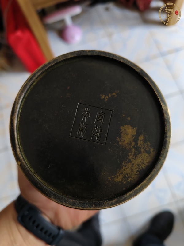 古玩銅器掐絲琺瑯筆筒真品鑒賞圖