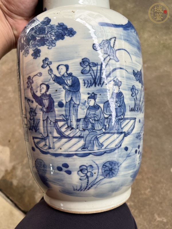 古玩陶瓷青花人物故事紋棒槌瓶真品鑒賞圖