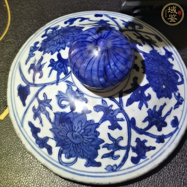 古玩陶瓷青花纏枝花卉蓋子，注意品相真品鑒賞圖