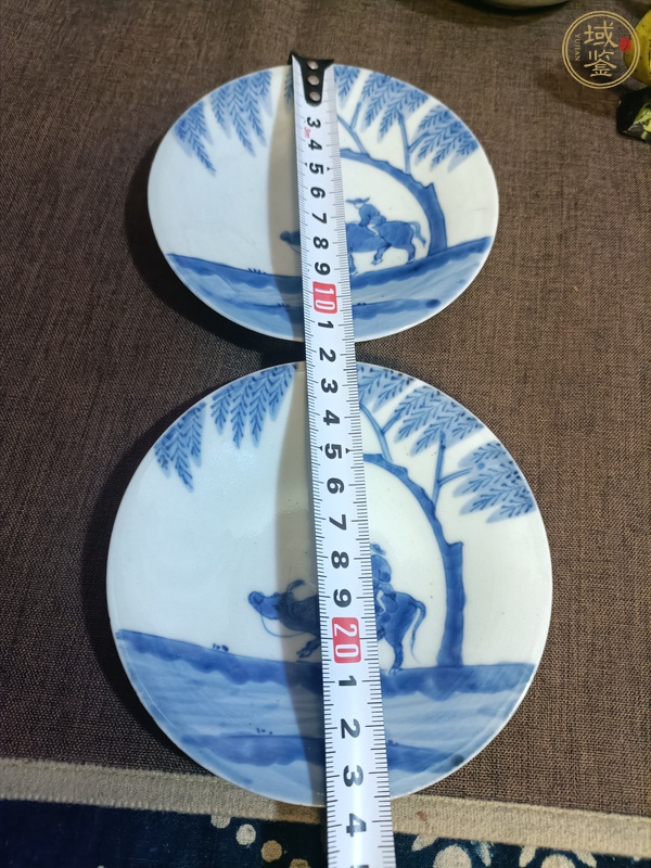 古玩陶瓷牧牛圖青花盤真品鑒賞圖