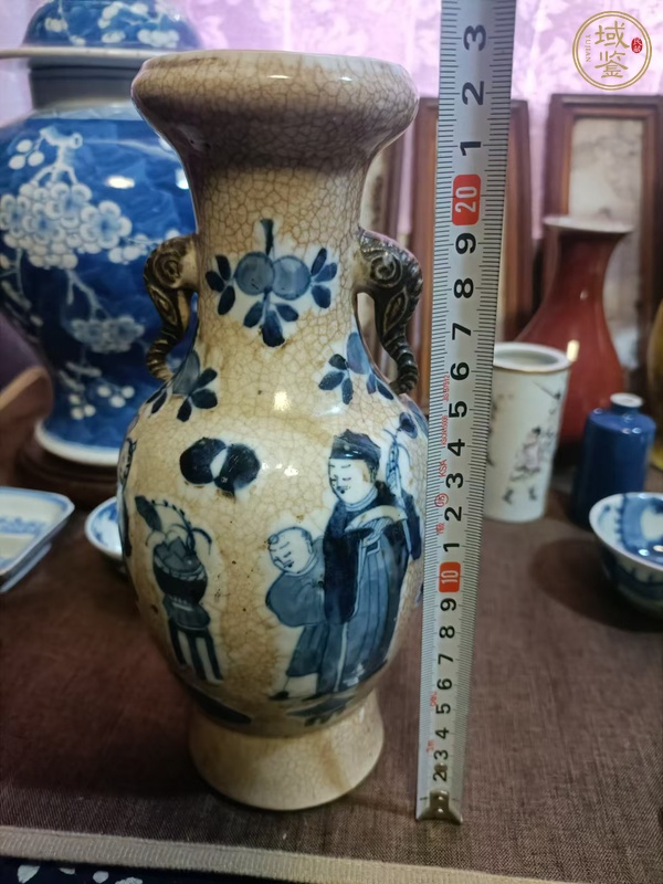 古玩陶瓷哥釉地鐵銹釉青花瓶真品鑒賞圖