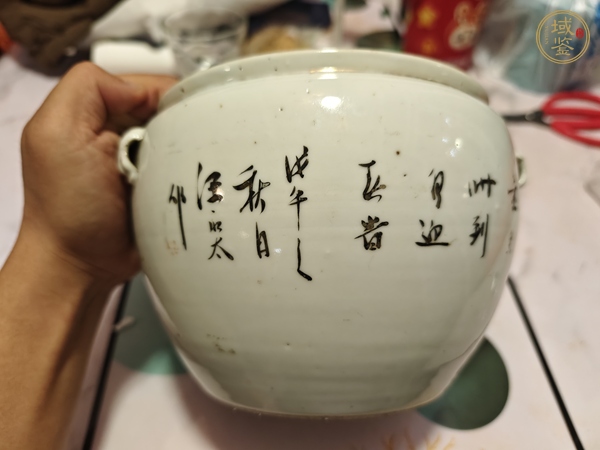 古玩陶瓷粉彩花鳥紋粥罐真品鑒賞圖