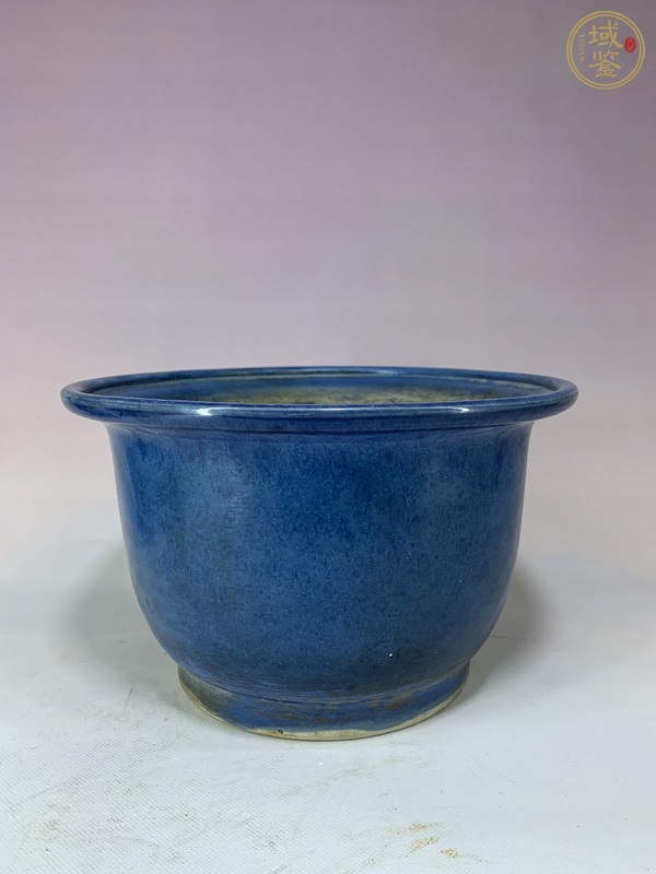古玩陶瓷籃釉花盆真品鑒賞圖