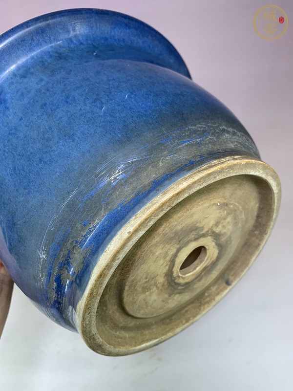 古玩陶瓷籃釉花盆真品鑒賞圖