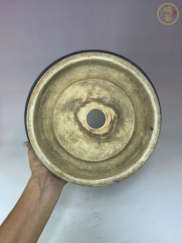 古玩陶瓷籃釉花盆真品鑒賞圖
