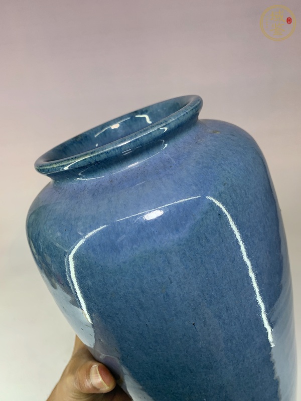 古玩陶瓷籃釉瓶真品鑒賞圖