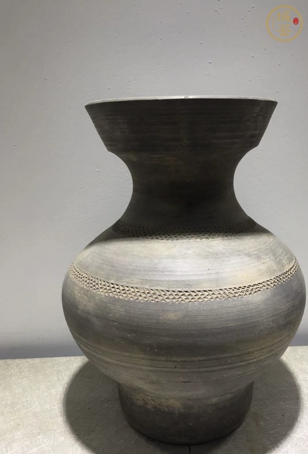 古玩陶瓷漢·灰陶磨光盤口尊真品鑒賞圖