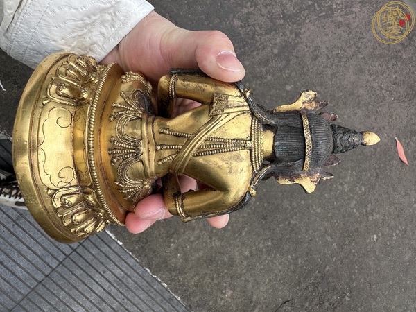 古玩銅器銅鎏金無量壽佛真品鑒賞圖