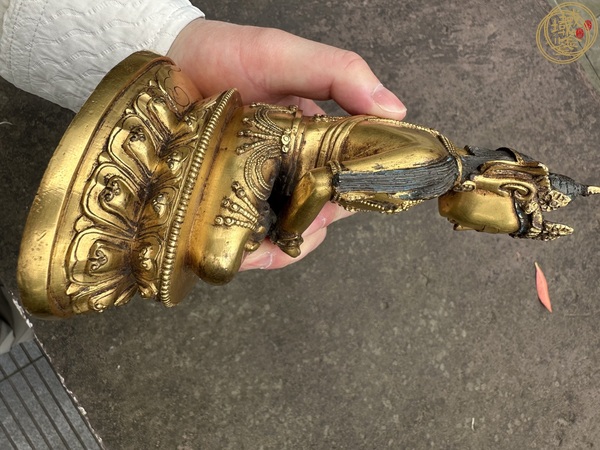 古玩銅器銅鎏金無量壽佛真品鑒賞圖