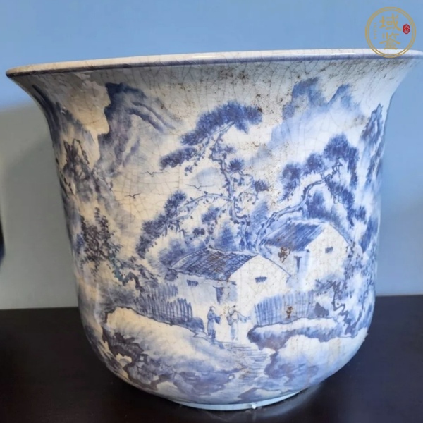 古玩陶瓷青花花盆真品鑒賞圖