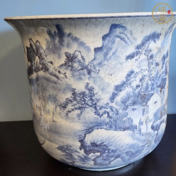 古玩陶瓷青花花盆真品鑒賞圖