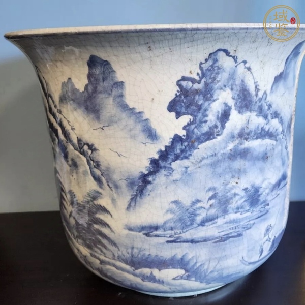 古玩陶瓷青花花盆真品鑒賞圖