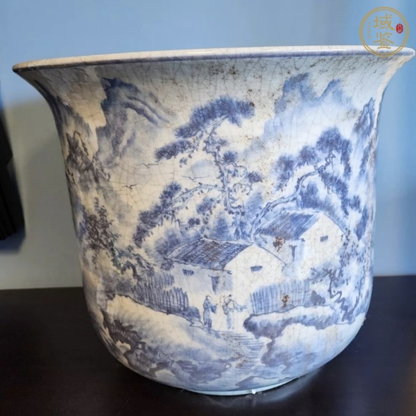 古玩陶瓷青花花盆真品鑒賞圖