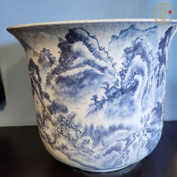 古玩陶瓷青花花盆真品鑒賞圖