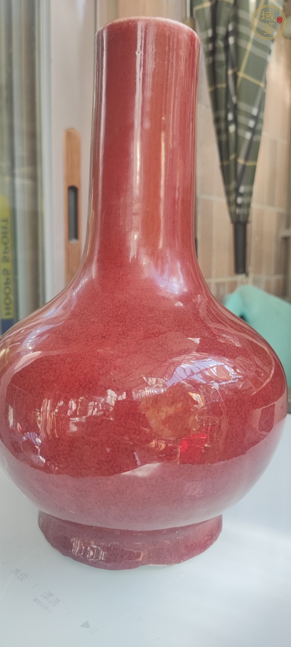 古玩陶瓷窯變紅釉瓶真品鑒賞圖