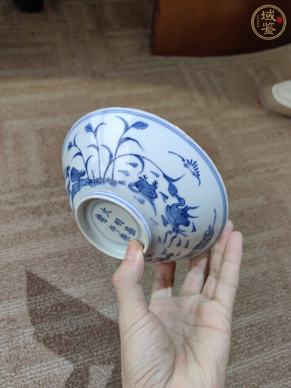 古玩陶瓷青花蘆雁碗真品鑒賞圖