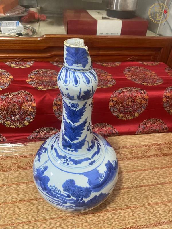 古玩陶瓷青花人物故事紋蒜頭瓶真品鑒賞圖