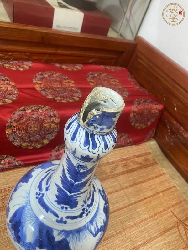 古玩陶瓷青花人物故事紋蒜頭瓶真品鑒賞圖