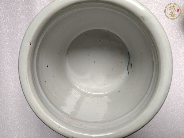 古玩陶瓷豆青釉圈足筒式香爐真品鑒賞圖
