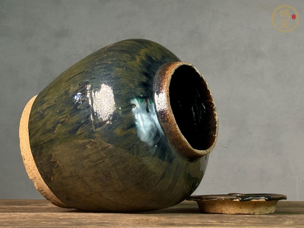古玩陶瓷藍(lán)毫茶葉罐真品鑒賞圖