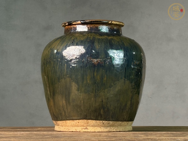古玩陶瓷藍(lán)毫茶葉罐真品鑒賞圖