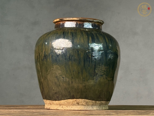 古玩陶瓷藍(lán)毫茶葉罐真品鑒賞圖