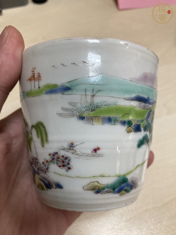 古玩陶瓷粉彩山水紋茶杯 真品鑒賞圖