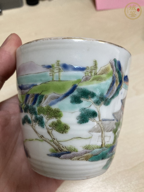 古玩陶瓷粉彩山水紋茶杯 真品鑒賞圖