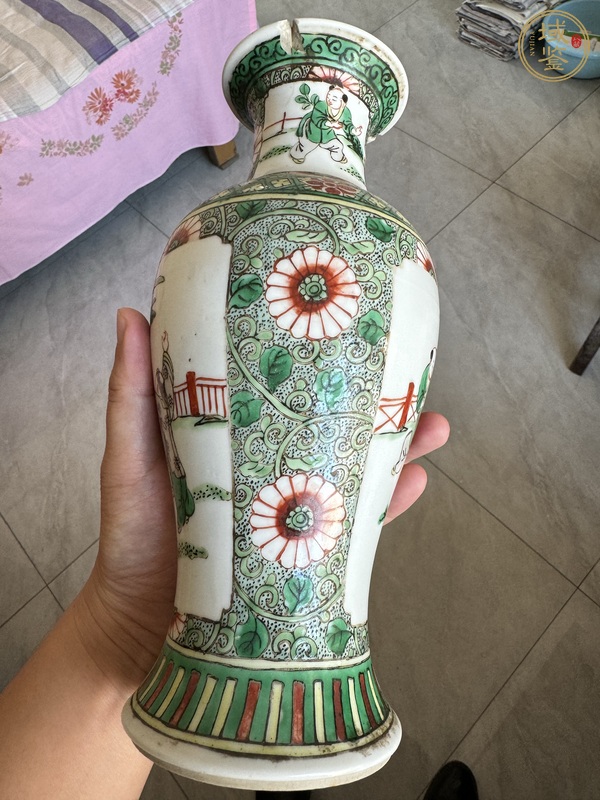 古玩陶瓷五彩嬰戲圖觀音瓶真品鑒賞圖