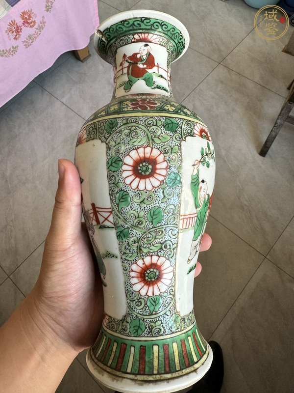 古玩陶瓷五彩嬰戲圖觀音瓶真品鑒賞圖