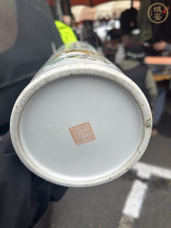 古玩陶瓷淺絳彩帽筒真品鑒賞圖