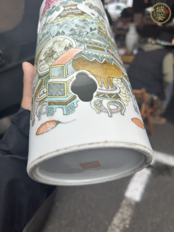 古玩陶瓷淺絳彩帽筒真品鑒賞圖