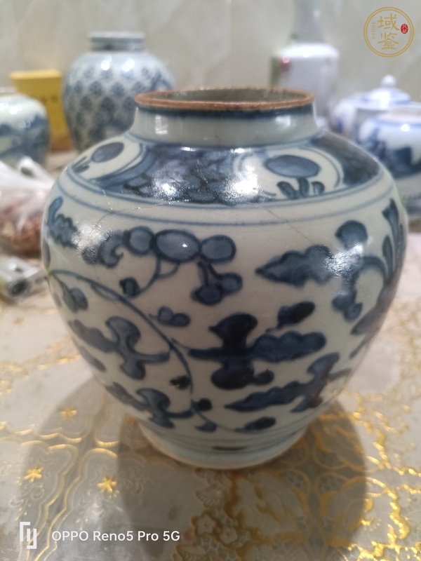 古玩陶瓷花卉紋青花罐真品鑒賞圖