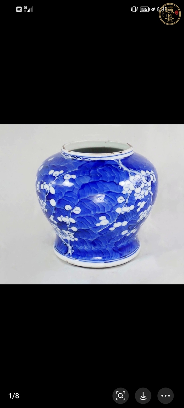 古玩陶瓷清光緒青花冰梅紋罐真品鑒賞圖