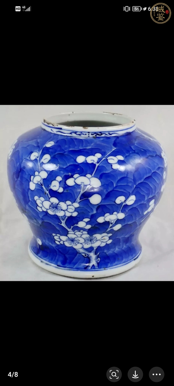 古玩陶瓷清光緒青花冰梅紋罐真品鑒賞圖