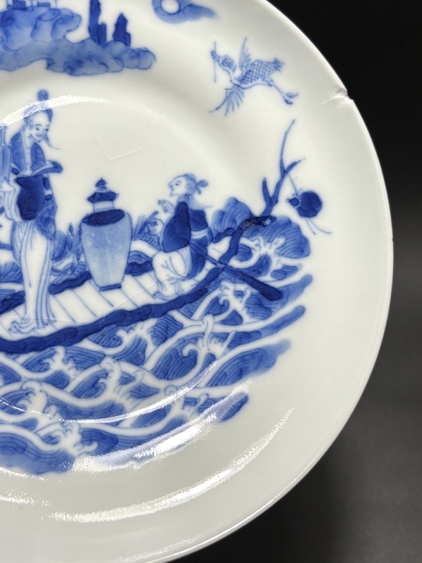 古玩陶瓷清道光·青花“海屋添籌”人物故事折腰洗/盤(細路)拍賣,當前價格950元
