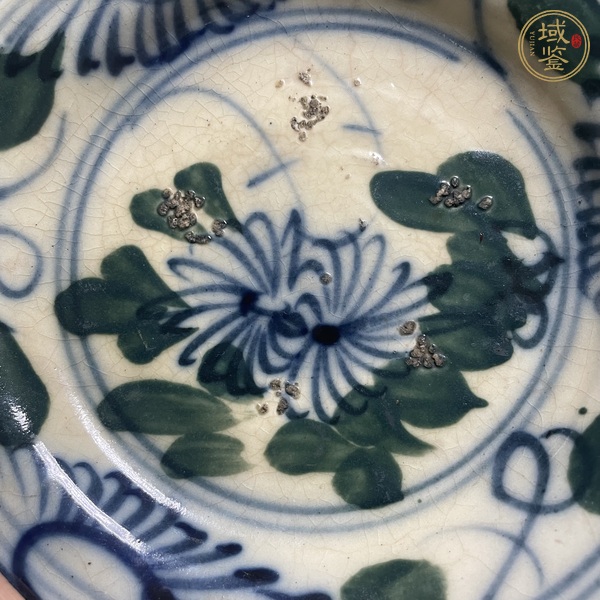 古玩陶瓷哥釉青花彩繪花卉紋盤真品鑒賞圖