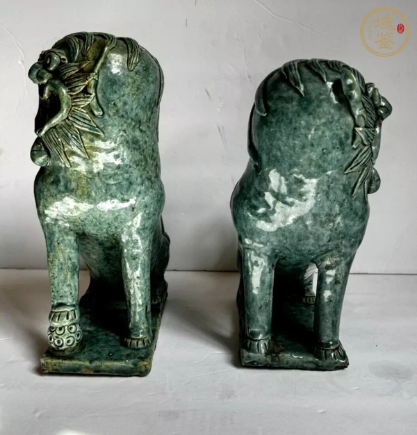 古玩陶瓷石灣窯綠釉獅子擺件真品鑒賞圖