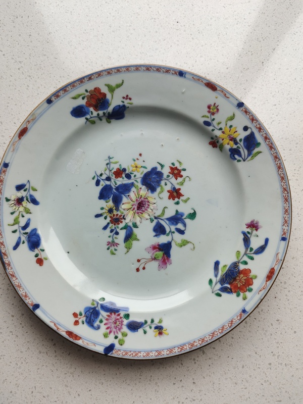 古玩陶瓷青花加粉彩花卉紋盤拍賣,當前價格1600元