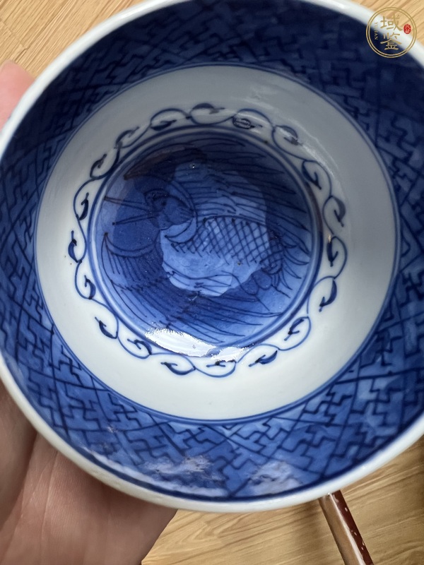 古玩陶瓷清光緒青花人物故事圖團(tuán)鶴紋碗真品鑒賞圖