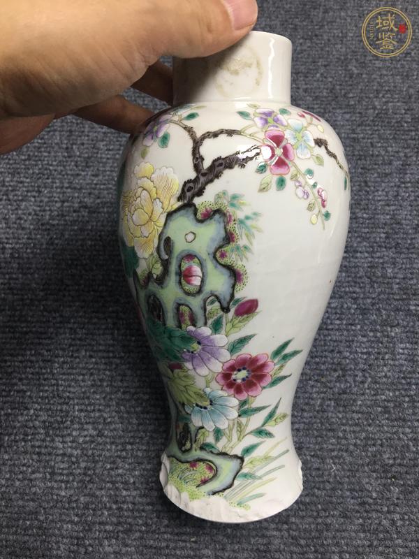 古玩陶瓷粉彩洞石花卉紋雞腿瓶真品鑒賞圖