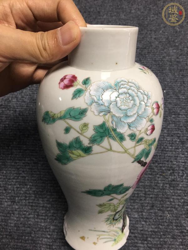 古玩陶瓷粉彩洞石花卉紋雞腿瓶真品鑒賞圖