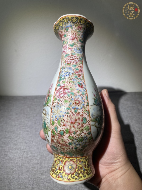 古玩陶瓷粉彩花鳥海棠瓶真品鑒賞圖
