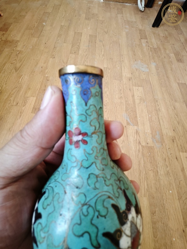 古玩銅器銅掐絲琺瑯天球瓶真品鑒賞圖