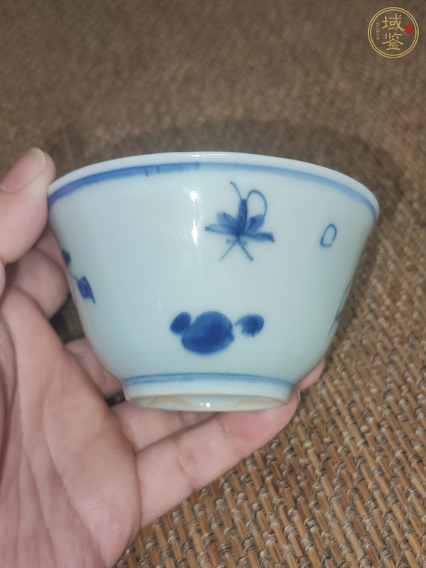 古玩陶瓷青花洞石花卉杯真品鑒賞圖