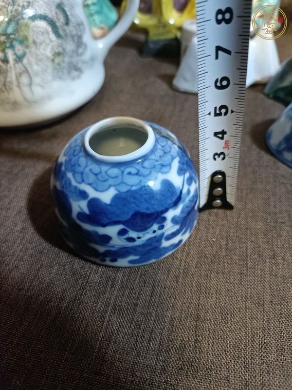 古玩陶瓷 二甲傳臚青花水盂真品鑒賞圖