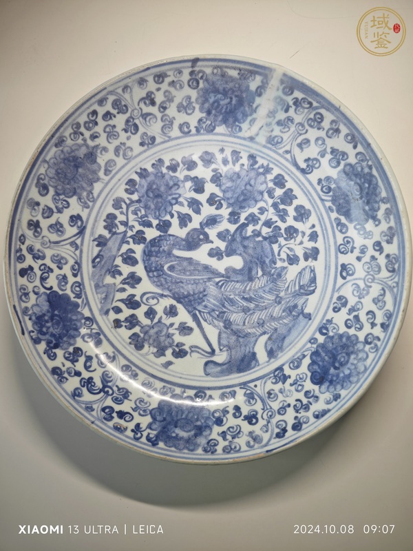 古玩陶瓷青花鳳穿牡丹紋盤真品鑒賞圖